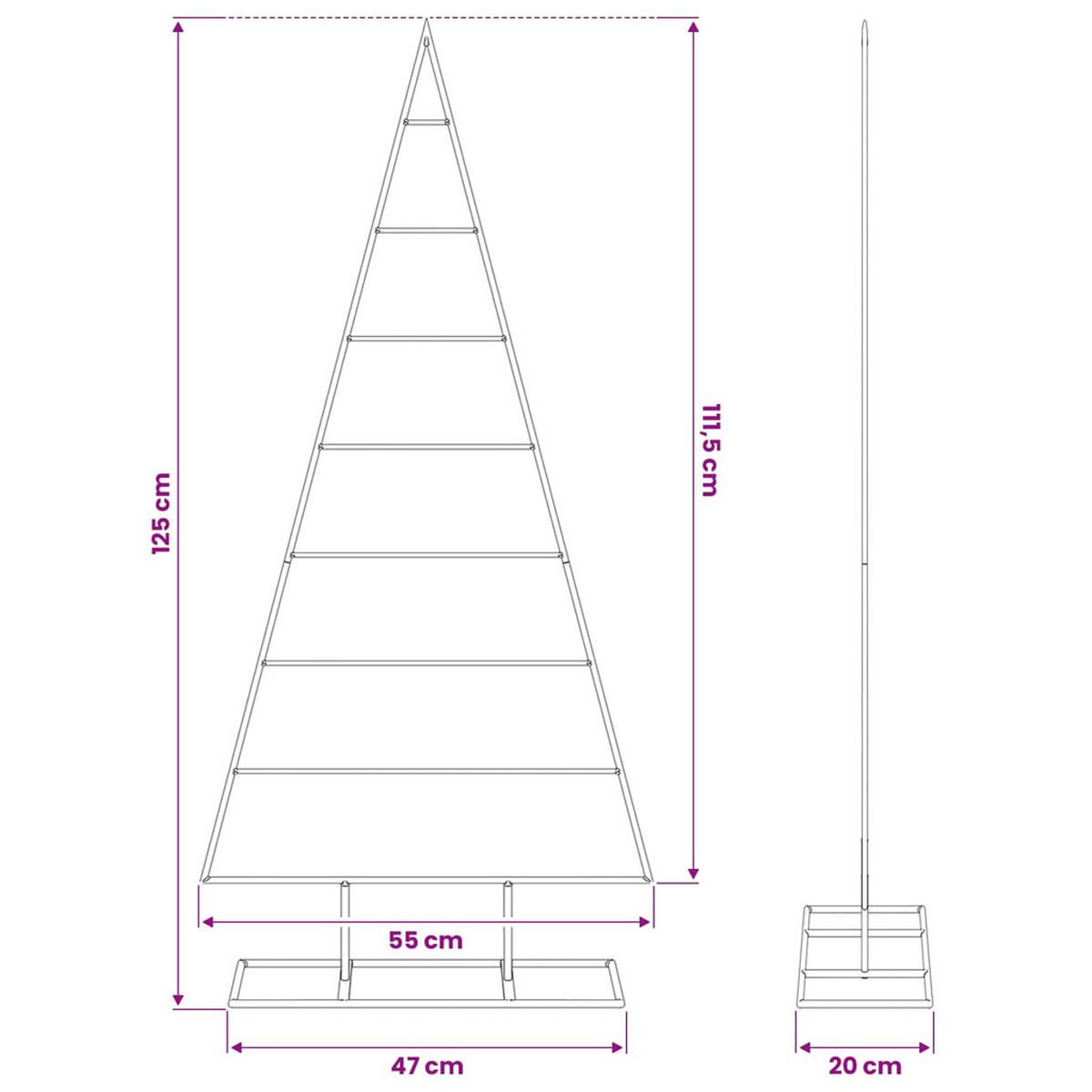 WEIHNACHTSBAUM Metall 55/20/125 Cm Gold Stahl - Goldfarben, Metall (125cm) - vidaXL