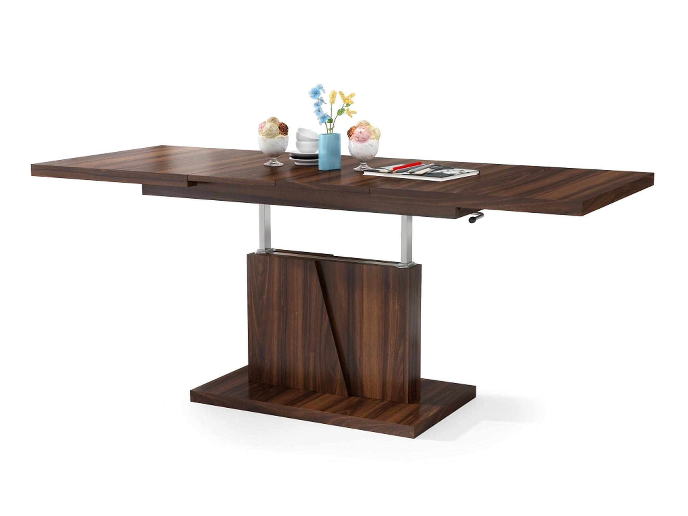 COUCHTISCH rechteckig Nussbaum ausziehbar höhenverstellbar - Nussbaumfarben, Holzwerkstoff (70/120/60cm) - designimpex