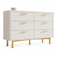 KOMMODE in Weiß Sideboard mit 6 Schubladen für Wohnzimmer und Schlafzimmer, B120/T40/H75 cm - Goldfarben/Weiß, Holzwerkstoff/Metall (120/75/40cm) - STILVORA