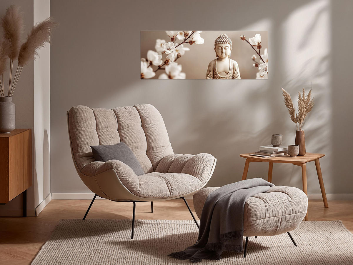 GLASBILD 80x30 cm Buddha Zen beige - Beige, Glas (80/30cm) - artissimo