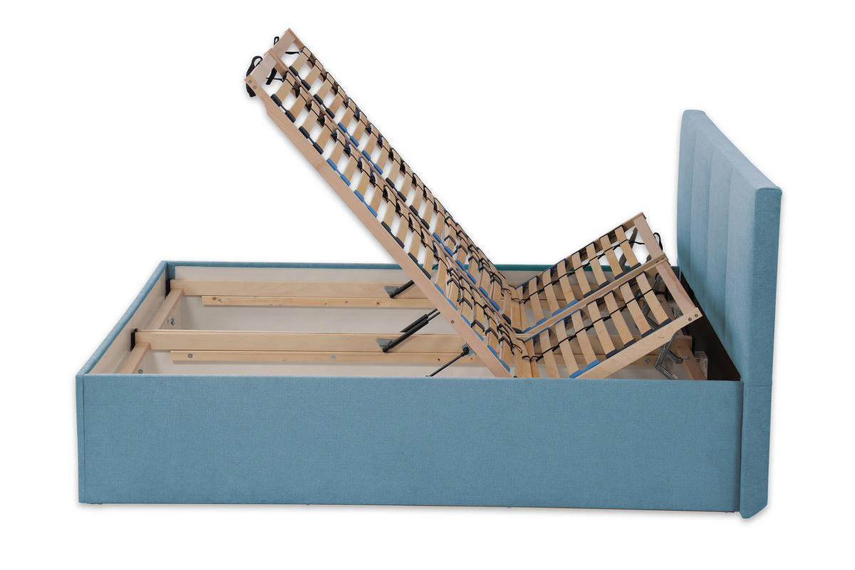 POLSTERBETT Dalas Blau 200 x 200 x 40 cm Bettkasten Mit hochwertiger Matratze H2 (bis 100 kg) und Lattenrost - Blau, Holz (200/200cm) - Halmon Schlafkomfort Betten 