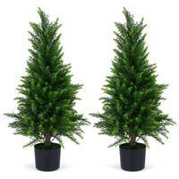 KÜNSTLICHER ZEDERNBAUM mit Topf grün(2er-Set) - Grün, Kunststoff (90cm) - COSTWAY