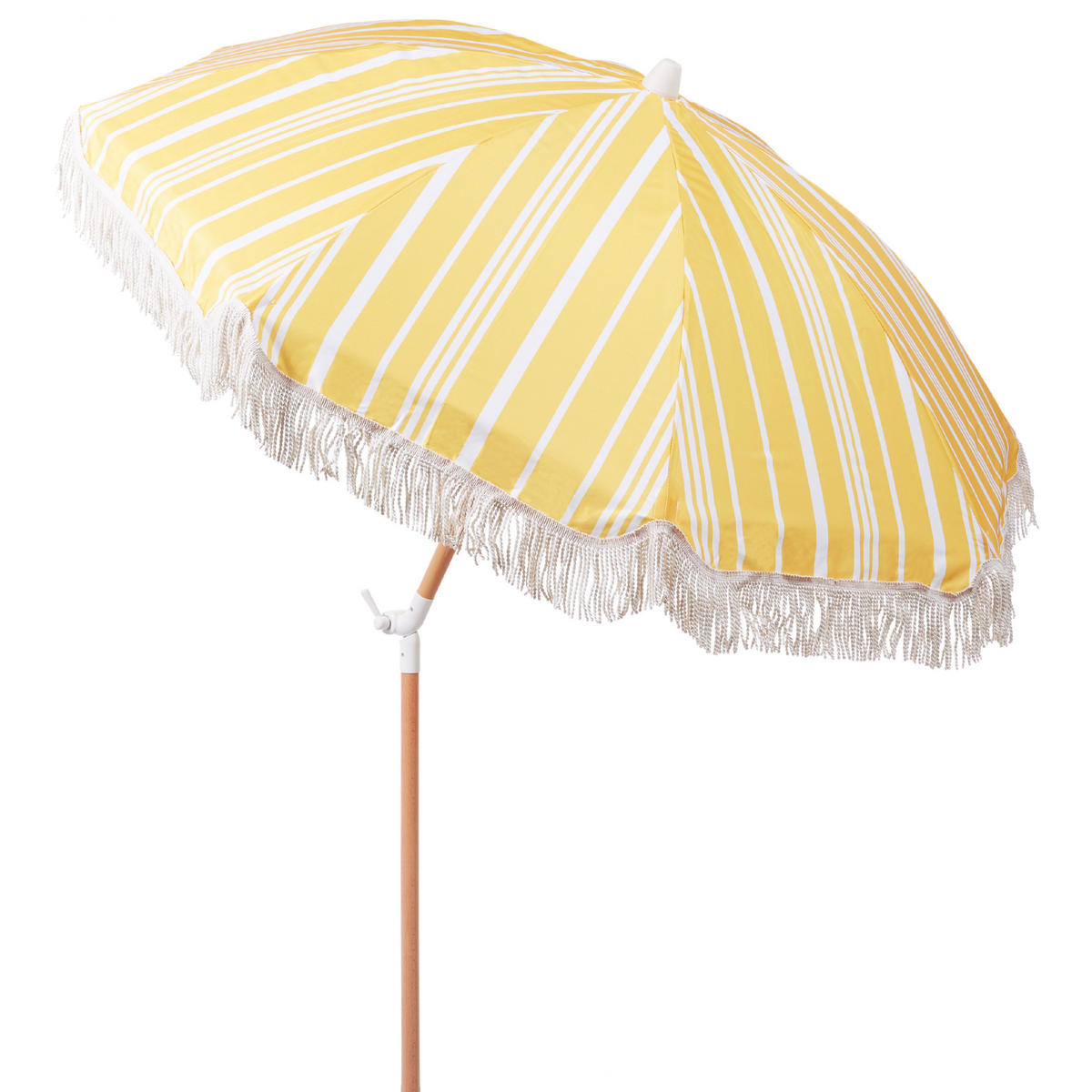SONNENSCHIRM gelb/weiß mit Volant 150 cm Mondello - Hellbraun/Gelb, Textil (150/150cm) - Beliani