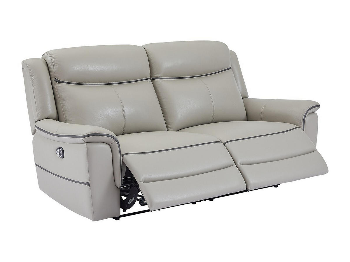 RELAXSOFA - 3 Personen - leder - hellgrau Adelio - Hellgrau, Leder/Kunststoff (210/102/95cm) - Vente-Unique