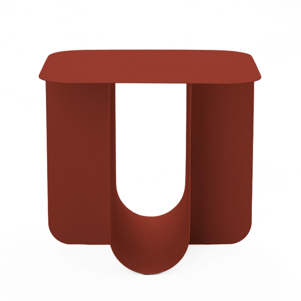 BEISTELLTISCH aus Metall 45x40 cm - Blum - Burgunderrot - Aubergine, Metall (45/40/40cm) - Drawer