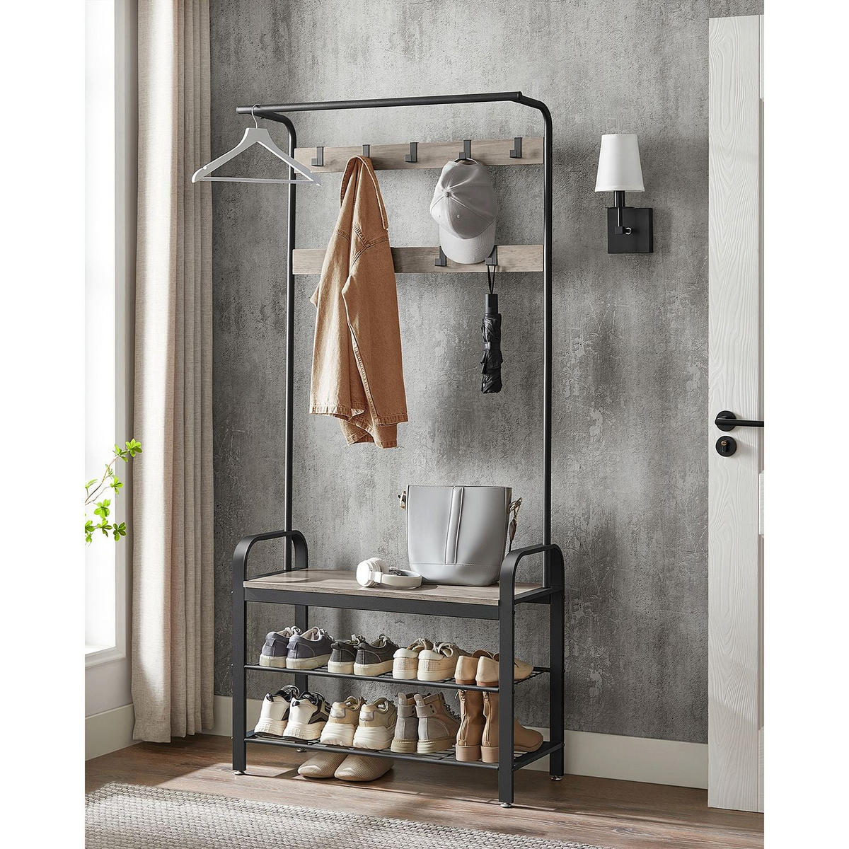 GARDEROBENSTÄNDER Helsinki - Weiß, Holzwerkstoff (70/175/32cm) - Hansiro