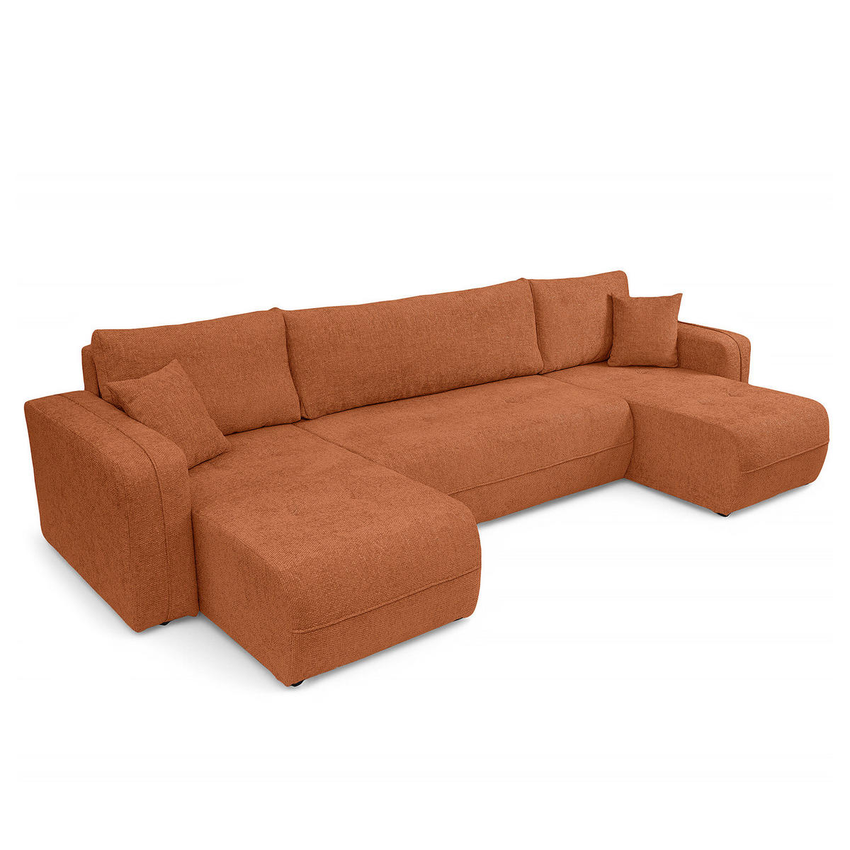 WOHNLANDSCHAFT - Terracotta/Schwarz, Kunststoff/Textil (312/82/145cm) - home24