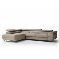 ECKSOFA MIT SCHLAFFUNKTION Concord Dunkelbeige Samtstoff - Beige/Schwarz, Holz/Holzwerkstoff (203/277cm) - Maison de Reve