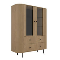 VITRINE mit Glas 2 Schubladen OVI - Braun, Holzwerkstoff (123/155/42cm) - Compleo24