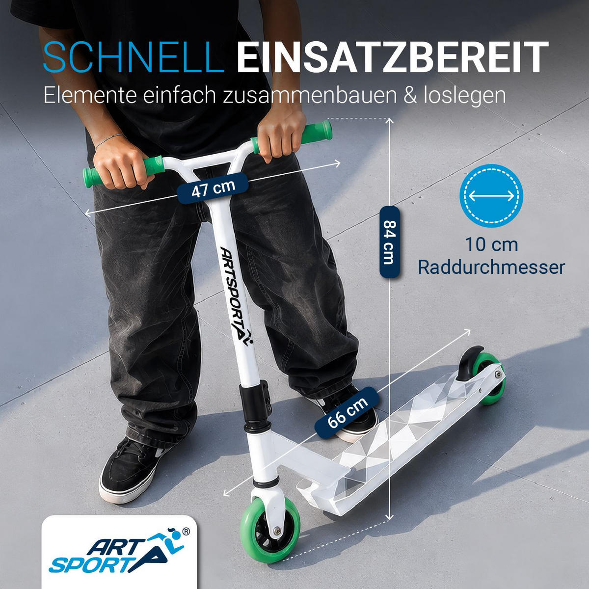 STUNTSCOOTER Futuristic - Weiß, Metall (66/47/84cm) - Artsport