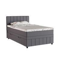 BOXBETT AVALON 120 x 200 cm mit Bettkasten und Topper - Dunkelgrau - Dunkelgrau, Holz - Panda Möbel