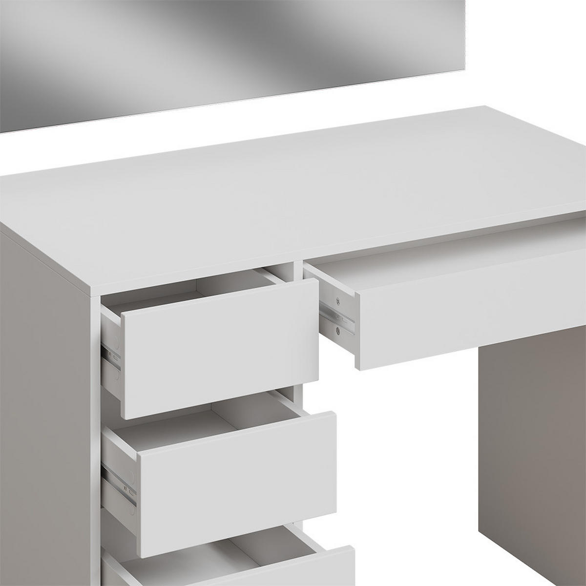 SCHMINKTISCH Thalia Weiß 100 cm mit 5 Schubladen - Weiß, Holzwerkstoff (100/75.5/50cm) - Vicco