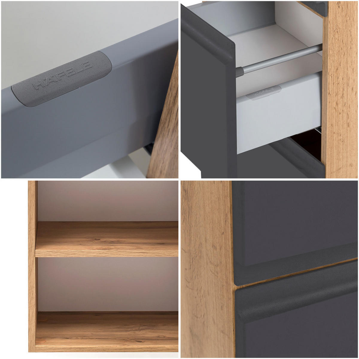 BADMÖBEL-SET 5-TLG. Vasto-03 - Grau, Holzwerkstoff (170/200/35cm) - Lomado