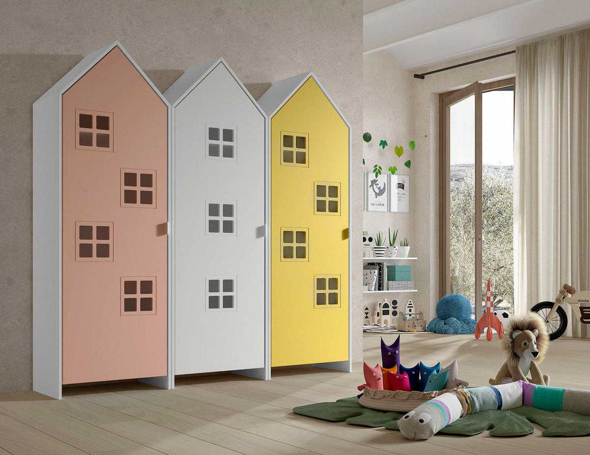 REGALSCHRANK Set Kania 173x37x171 MDF Weiß /Bunt - Pink/Gelb, Holzwerkstoff (173/171/37cm) - 58aufmkessel