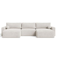 ECKSOFA U Aurora Ecru - Ecru, Holz/Textil (369/145cm) - Graingold