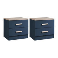 2ER-SET Nachttische mit 2 Schubladen - Blau & Holzfarben - SKAIDO - Blau, Holz (40/50/50cm) - Vente-Unique