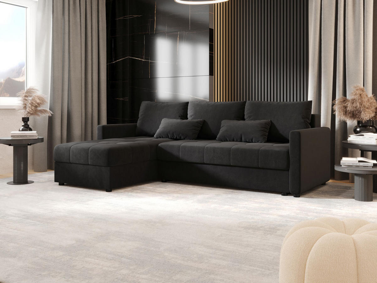 ECKSOFA MOS L BIS Itaka 27 Links mit Schlaffunktion - Dunkelgrau, Textil (220/143cm) - Bedante