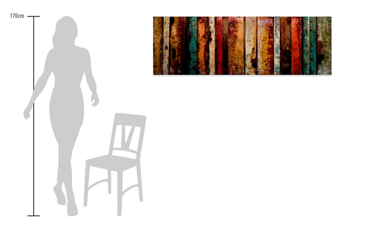 METALLBILD Bunt 144/44 cm - Multicolor, Metall (8.8/44cm) - KUNSTLOFT