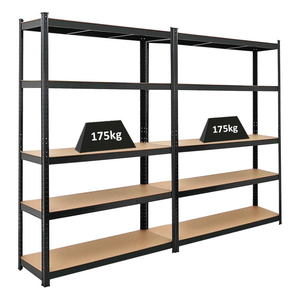 SCHWERLASTREGAL Ragnar 2er-Set mit 2x 180x120x40 cm Fachlast 175 kg Schwarz - Schwarz, Metall (240/180/40cm) - PROREGAL