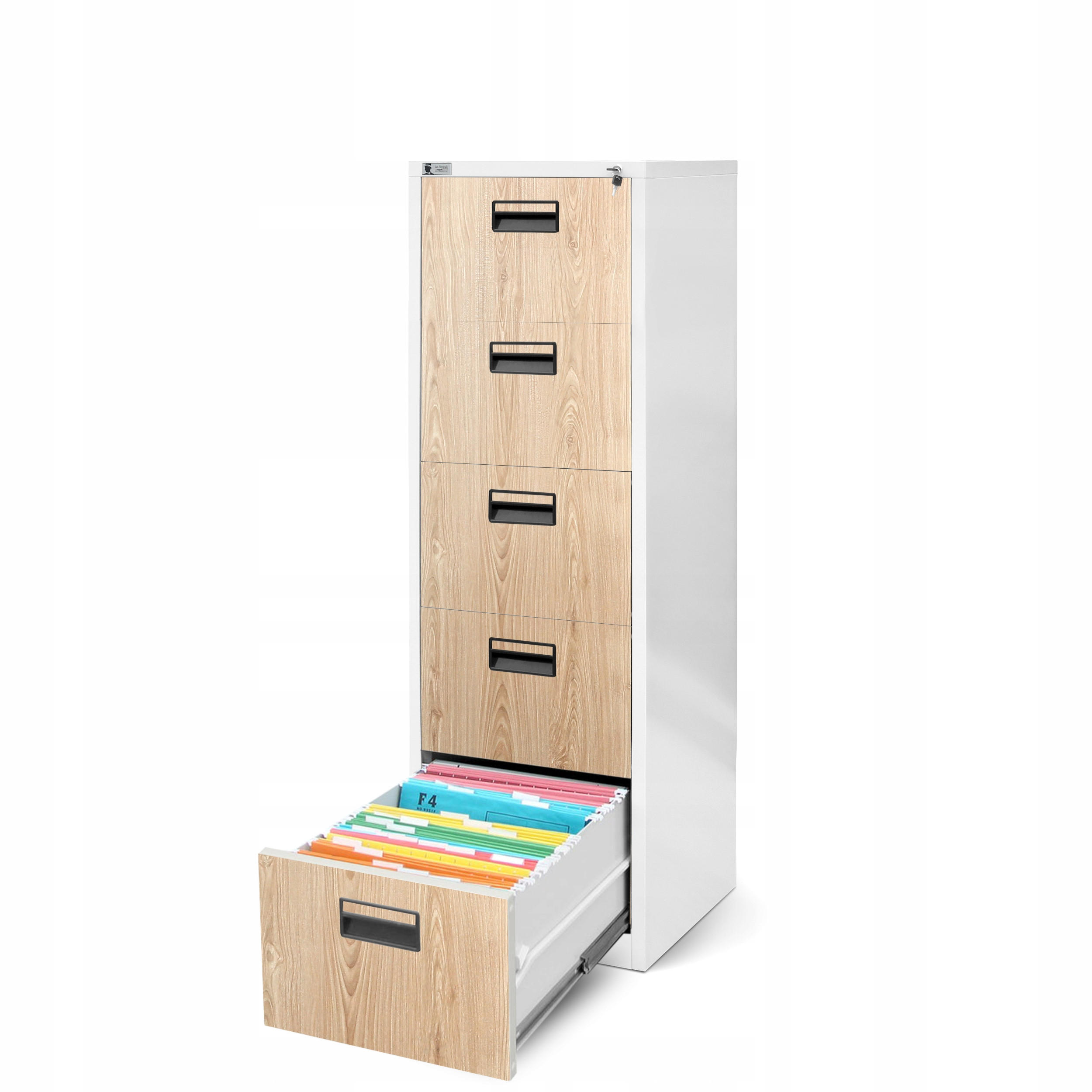 AKTENSCHRANK mit 5 Schubladen SARA V5 - Weiß, Metall (46/162/62cm) - Jan Nowak