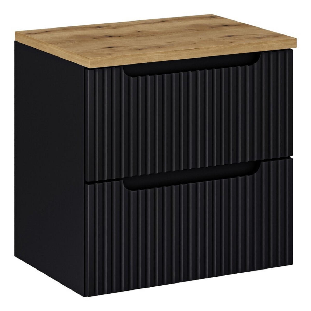 Milaros Markt Waschtischunterschrank Schwarz, Eiche Artisan 60x57x40 cm