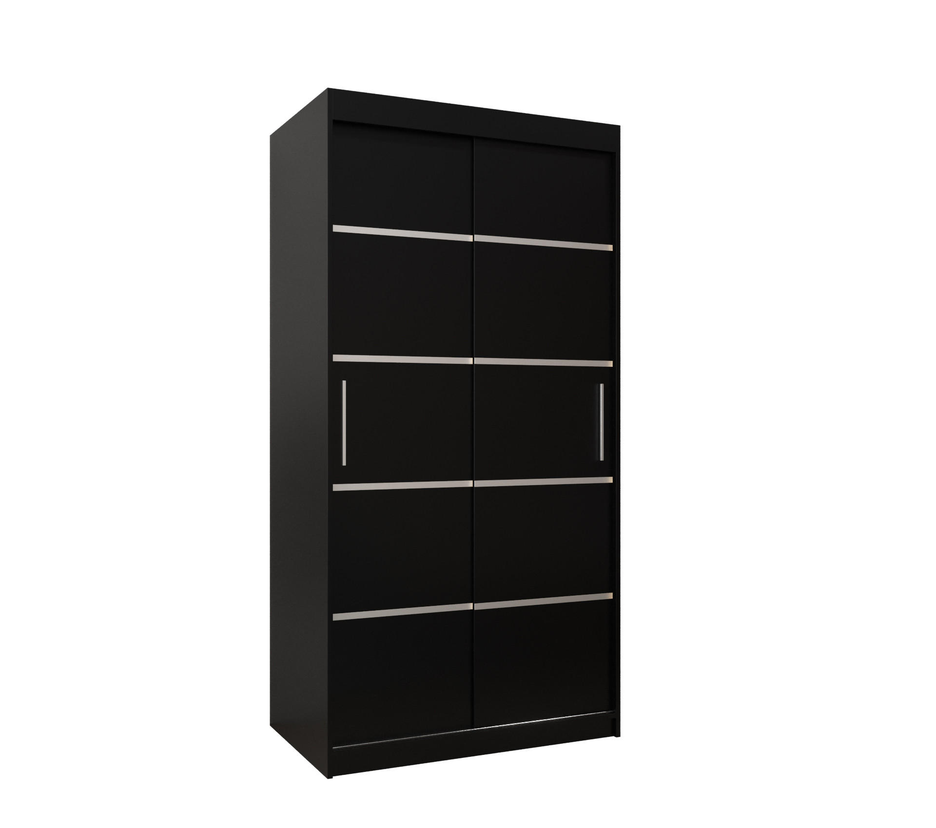 SCHWEBETÜRENSCHRANK 200/100/62 2-türig - Silberfarben/Schwarz, Holz/Kunststoff (100/200/62cm) - Abiks Möbel