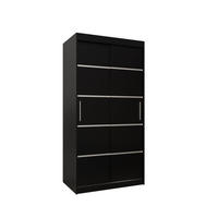 SCHWEBETÜRENSCHRANK 200/100/62 2-türig - Silberfarben/Schwarz, Holz/Kunststoff (100/200/62cm) - MÖBEL KRYSPOL