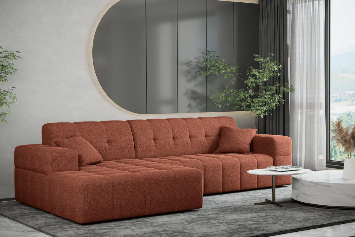 ECKSOFA L-Form NIMES Stoff Verita Kupfer Links - Kupferfarben, Holz (168/256cm) - Kaiser Möbel