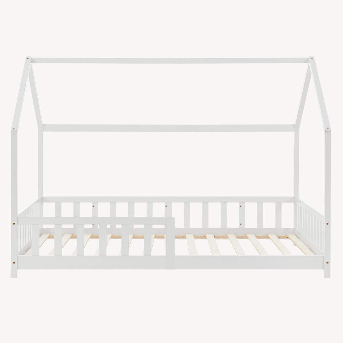 HAUSBETT Hesel - Weiß, Holz (90/200cm) - [en.casa]