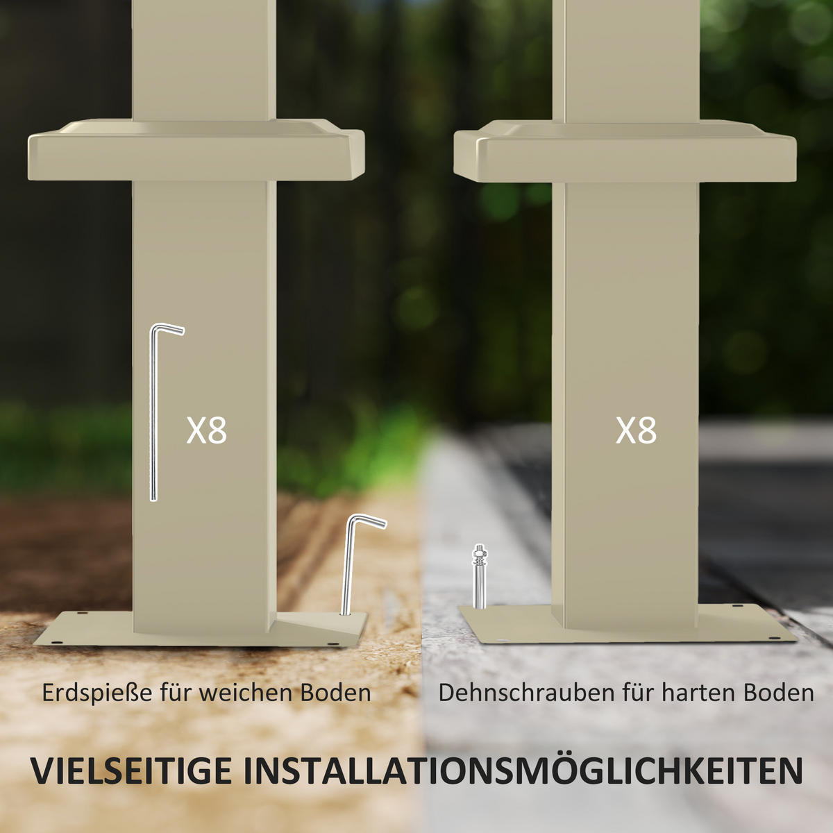 PERGOLA mit einziehbarem Dach Khaki 298/297/221 cm - Beige, Textil/Metall (297/221/298cm) - Outsunny