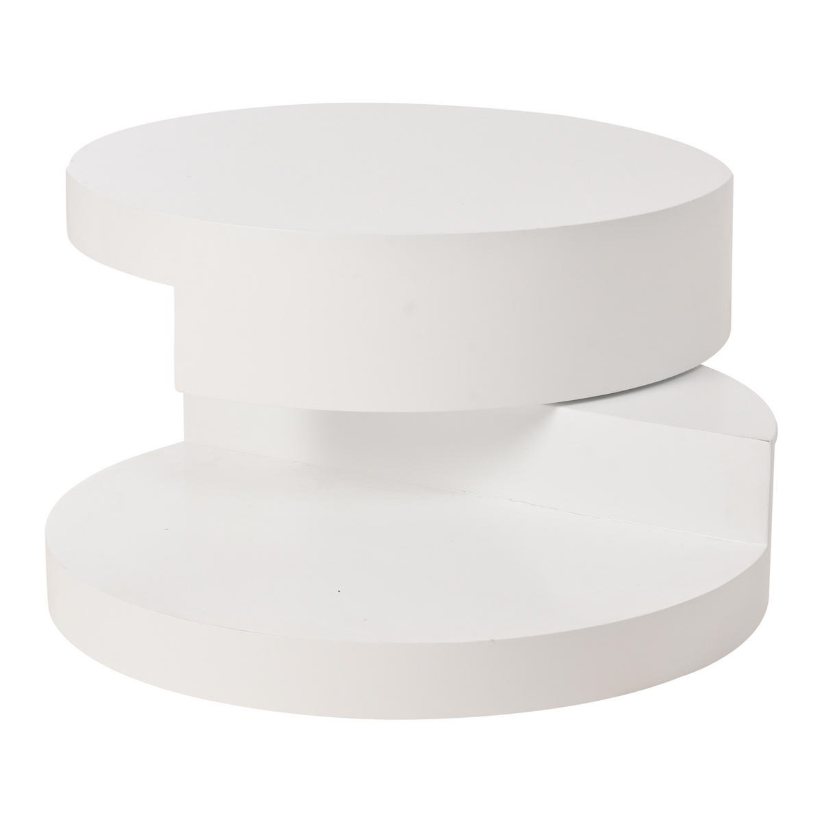 COUCHTISCH 70/70/35,5 cm Weiß aus MDF mit drehbarer Tischplatte und LED-Beleuchtung - Weiß, Holzwerkstoff (70/70/35.5cm) - OKWISH