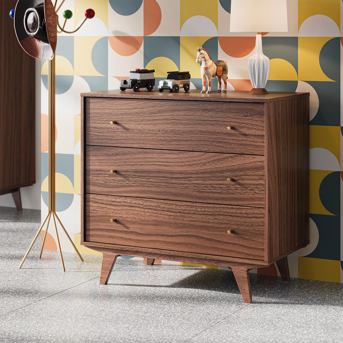 DJEČJA KOMODA Mid Drvo - smeđa, drvni materijal (90/85/50cm) - Petits-meubles