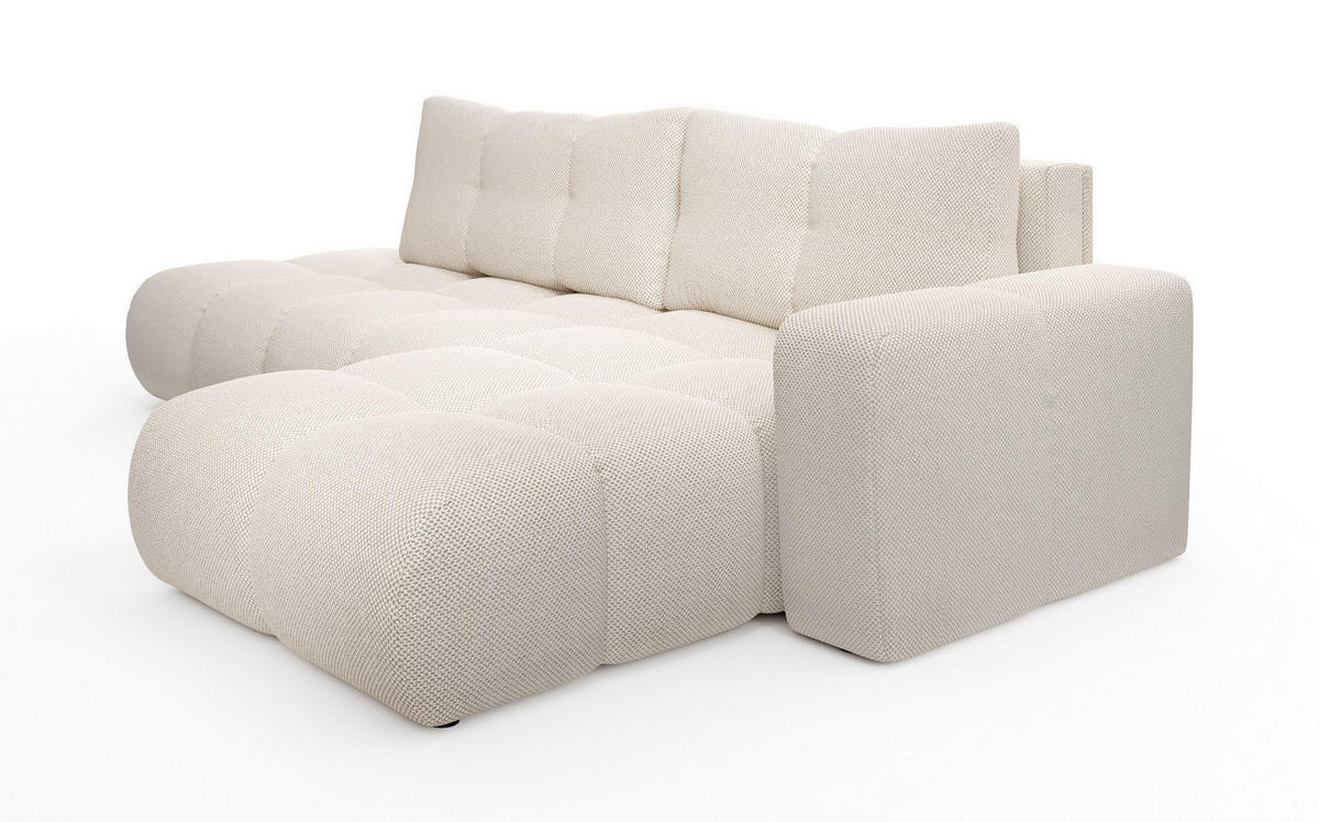 ECKSOFA DUCA R-S Beige Jersey mit Schlaffunktion - Beige, Holz (266.5/266.5cm) - MASSENO
