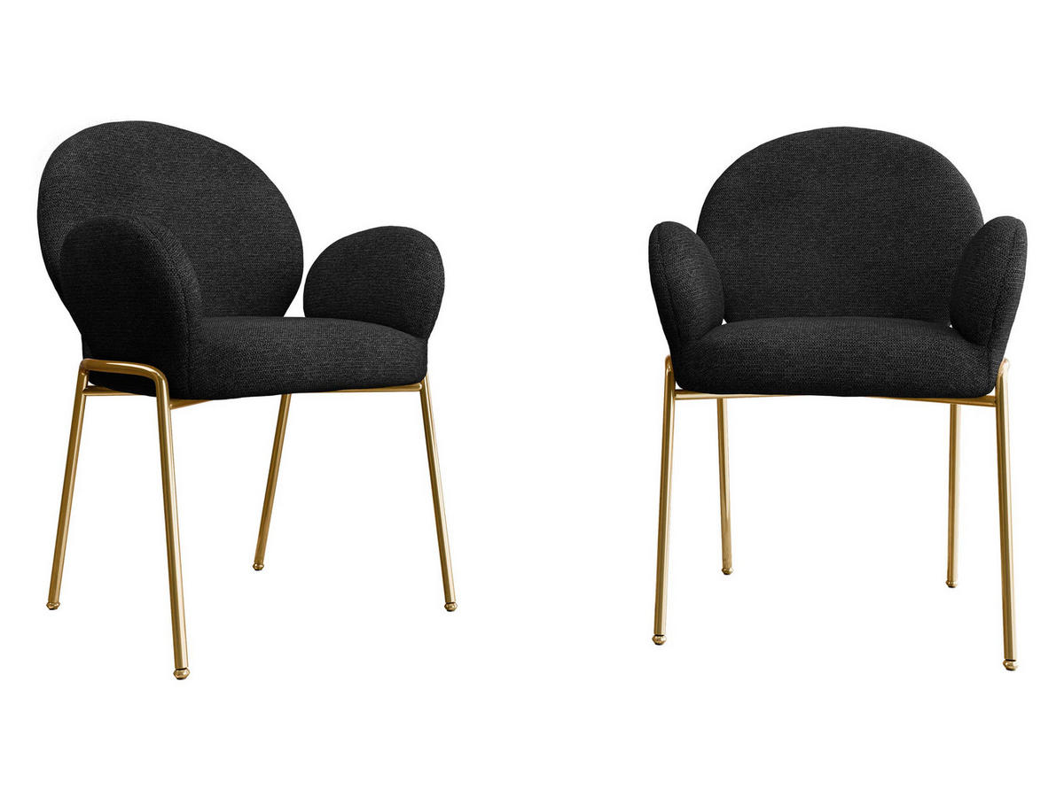 STUHL-SET Muz DC-1261/GL - Goldfarben/Schwarz, Textil/Metall (63/86/64cm) - MIRJAN24