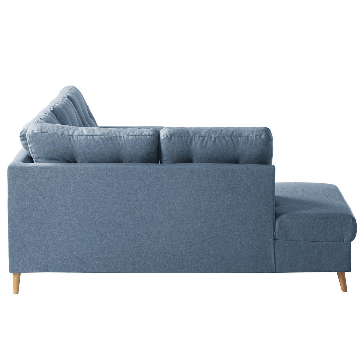 ECKSOFA mit Ottomane - Webstoff - Hellbraun/Grau, Holz/Textil (230/200cm) - home24