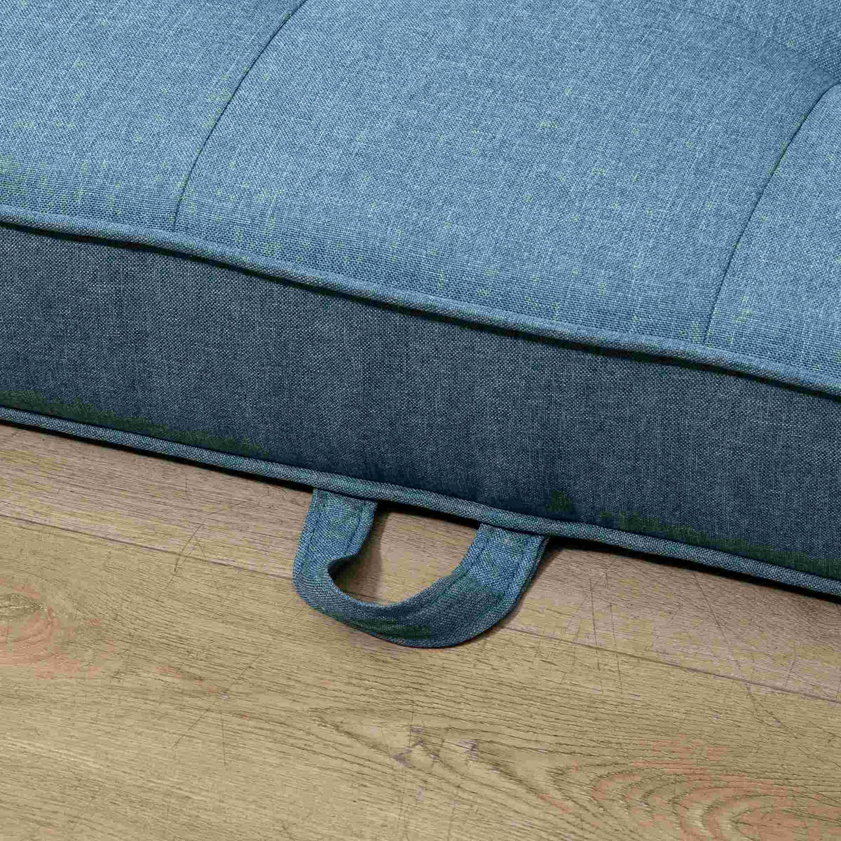 SCHLAFSOFA Klappsofa 2-Sitzer Sofa mit Schlaffunktion Leinen-Touch Holz Blau - Blau/Schwarz, Holz/Textil (75/85/147.5cm) - HOMCOM
