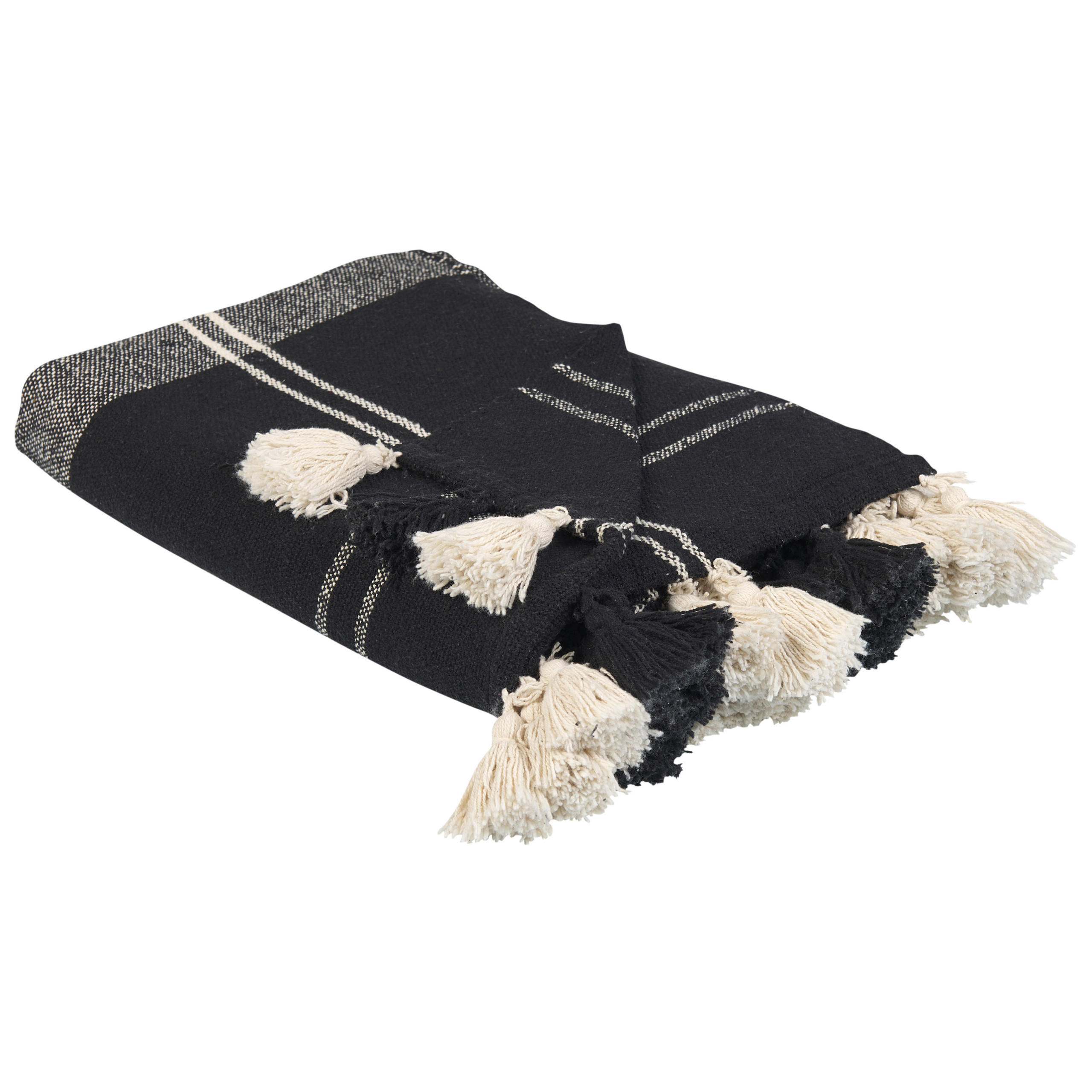 DECKE Schwarz Kulac 130/170 cm - Schwarz, Naturmaterialen/Textil (130/170cm) - Beliani