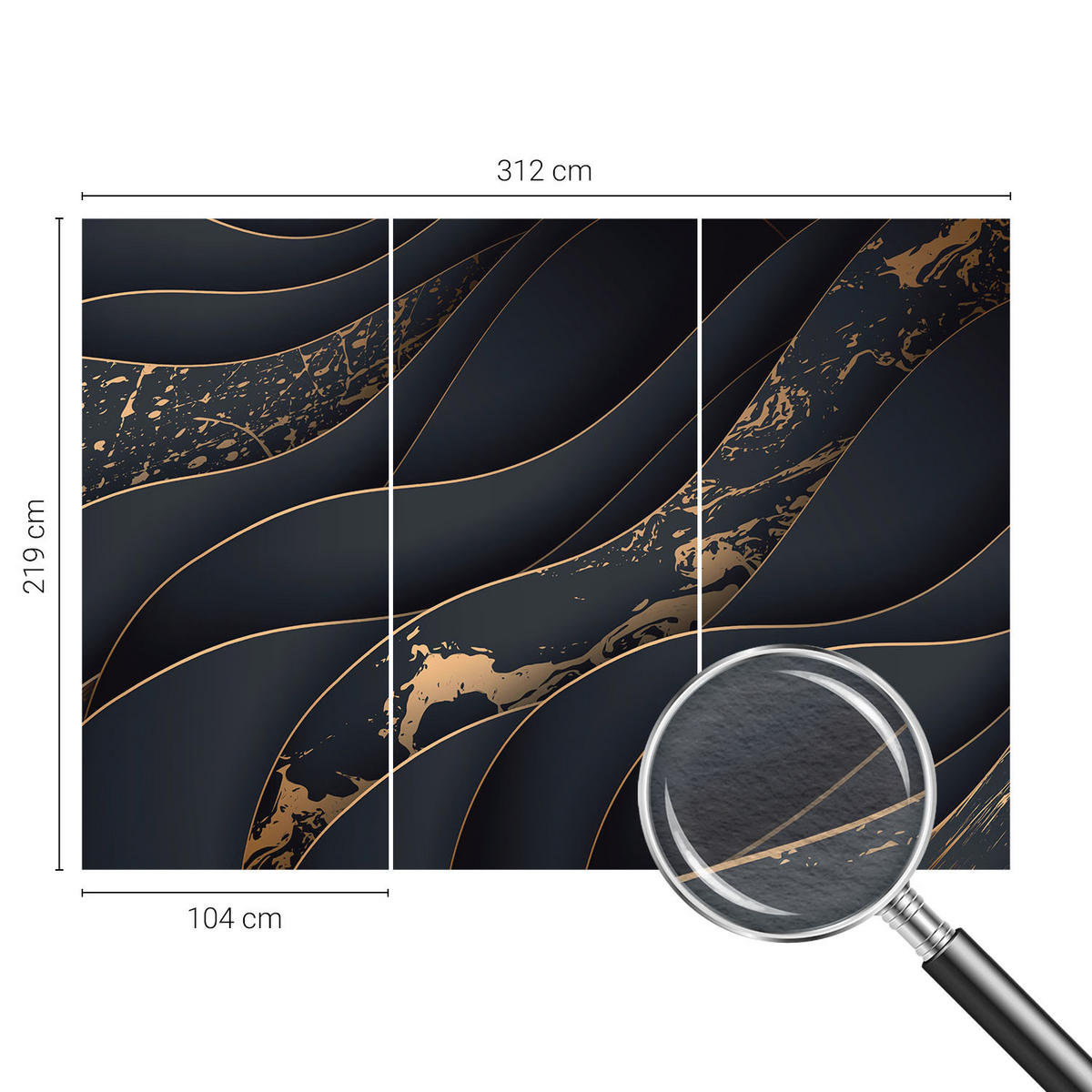 FOTOTAPETE 312x219 cm - Elegante Wellen - Weiß, Textil (312/219cm) - Wallfluent