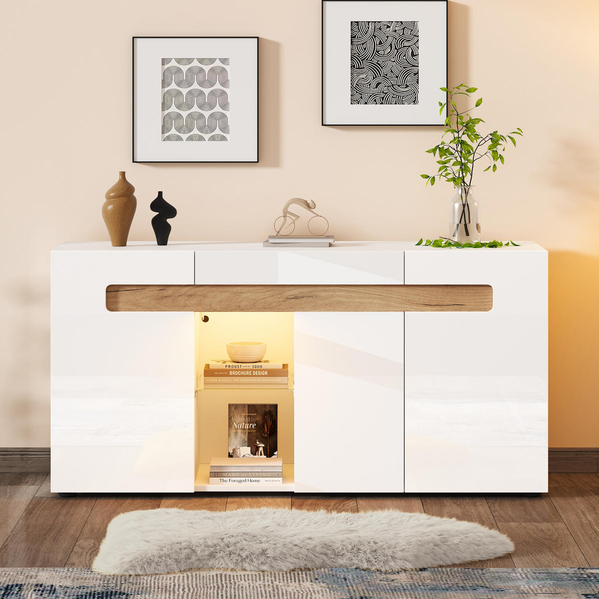 SIDEBOARD Weiß 140/40/70 cm - Weiß, Holzwerkstoff (140/70/40cm) - PANGIVO