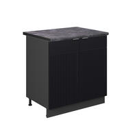 SPÜLENUNTERSCHRANK Fame-Line Schwarz gestreift 80 cm , AP Anthrazit - Anthrazit/Schwarz, Holzwerkstoff (80/82/60cm) - Vicco