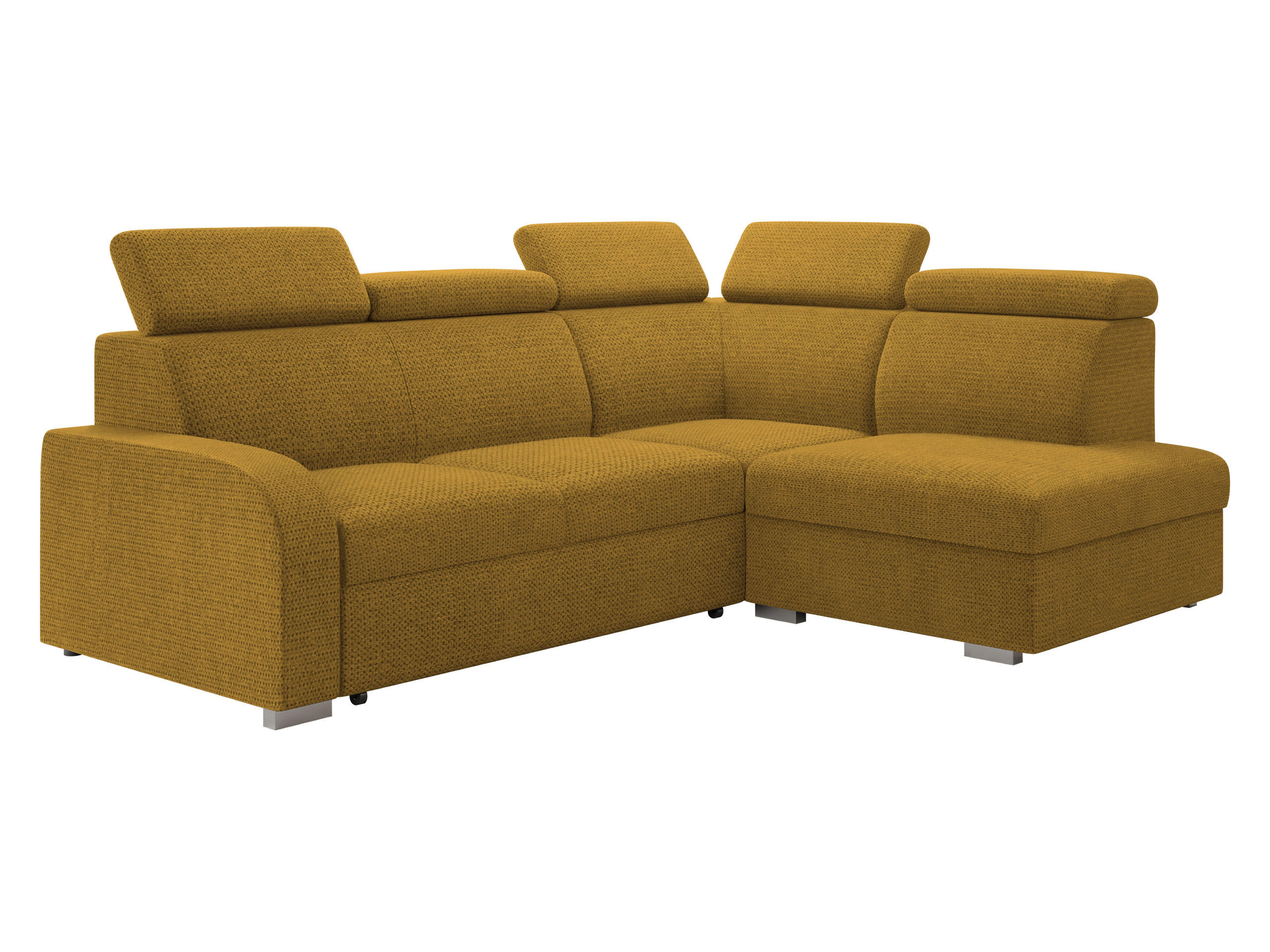 ECKSOFA Oslo 2rRLXp, Seite: Rechts 2R+R+LXP - Gelb/Silberfarben, Holz/Textil (250/200cm) - MIRJAN24
