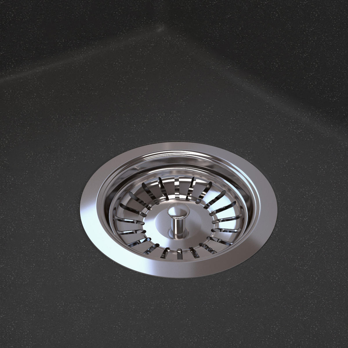 SPÜLBECKEN Best mit Batterie Siphon - Schwarz, Kunststoff/Stein (50/40/18cm) - Granitan