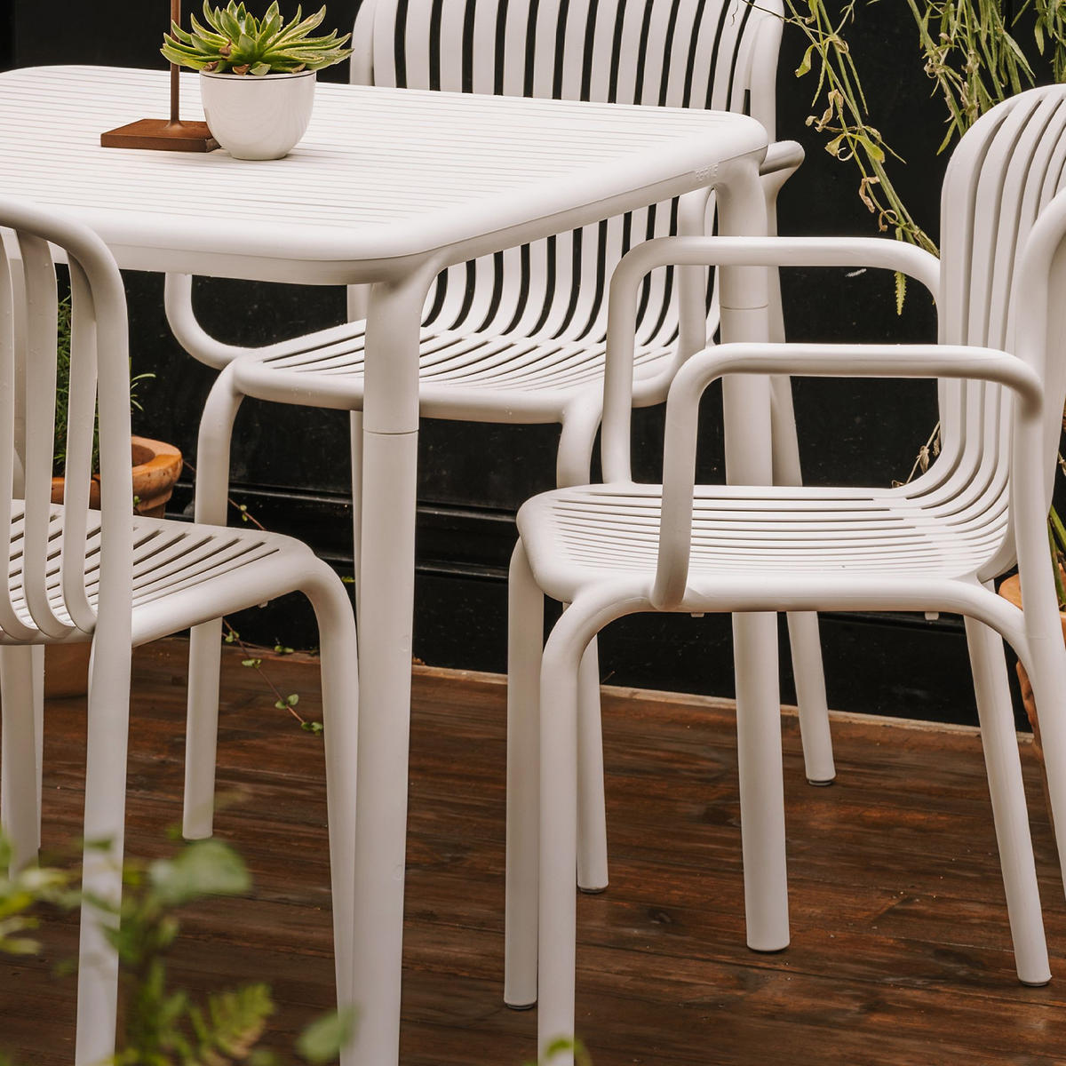 GARTENSTUHL FICCARI 4-er Set, Weiß - Weiß, Kunststoff (52/82.5/53cm) - KONSIMO®