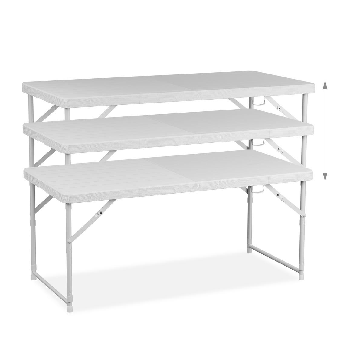 GARTENTISCH - Weiß, Kunststoff/Metall (60/120/74cm) - Relaxdays