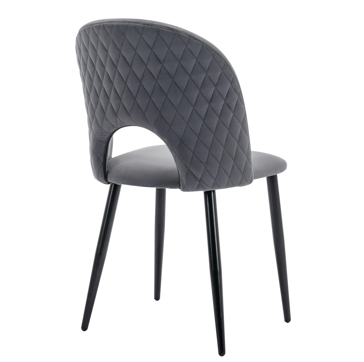POLSTERSTUHL mit Rückenlehne 2er-Set Samt Grau - Grau, Metall (44/84/47cm) - Meubliv