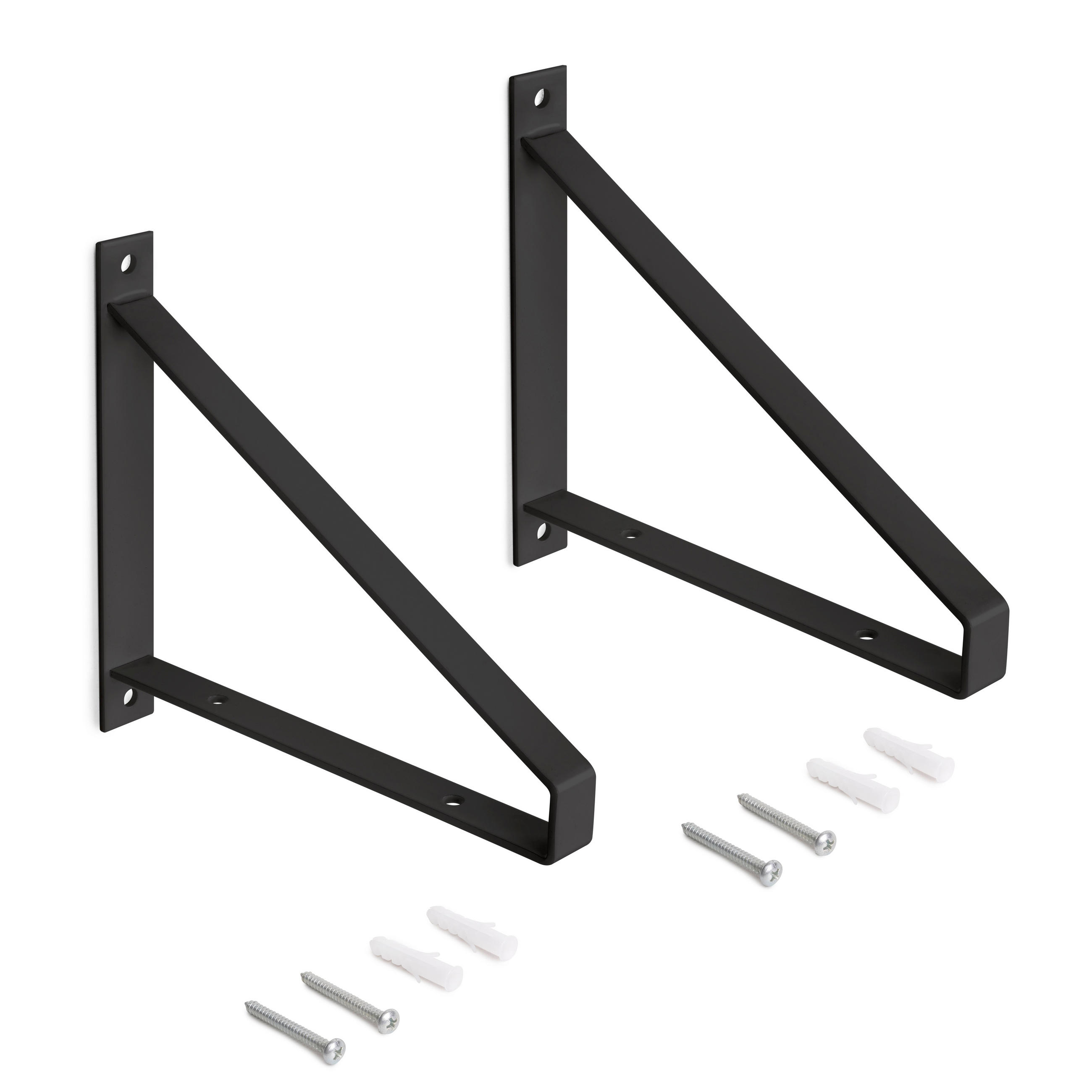 TRÄGER-SET für Regale in Holz Shelf mit dreieckiger Form, Stahl, Schwarz - Schwarz, Metall (2.5/19/20.8cm) - EMUCA