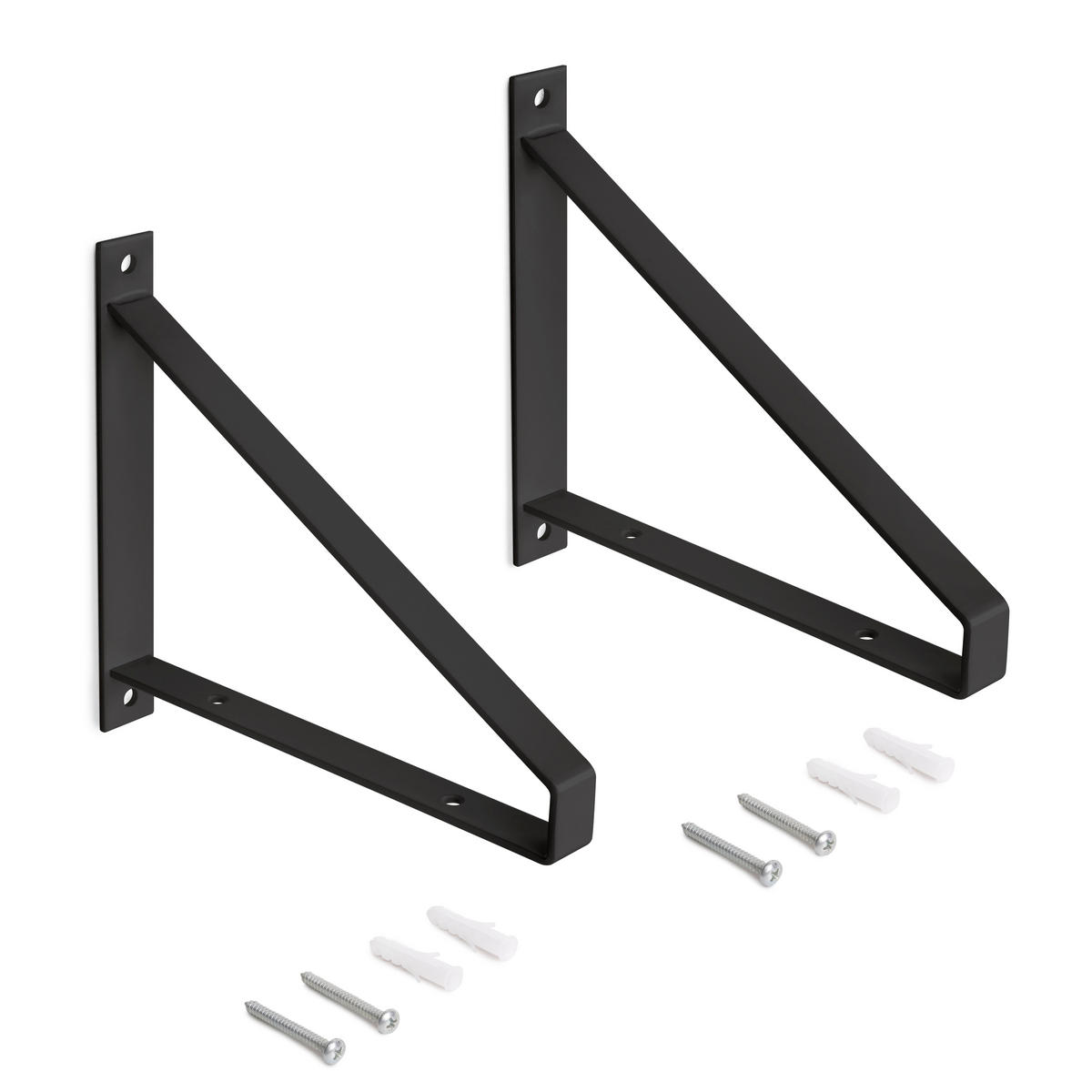 TRÄGER-SET für Regale in Holz Shelf mit dreieckiger Form, Stahl, Schwarz - Schwarz, Metall (22.5/3/22cm) - EMUCA