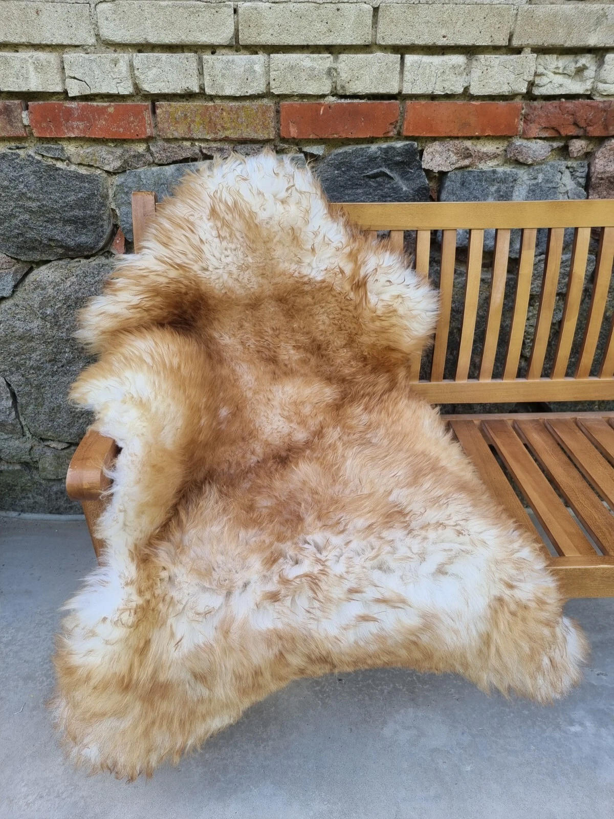 SCHAFFELL Premium Lammfell Natur ungeschoren weiche Wolle Braun Geflammt ca. 115 cm - Braun/Weiß, Fell (65/115cm) - Provellus