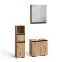 BADMÖBEL-SET Torren Artisan 3 Teile, mit Midischrank - Hellgrau, Holzwerkstoff (60/58/35cm) - Vicco