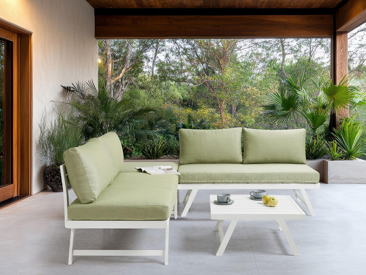 LOUNGE-SET 5-Sitzer Grün Coccorino - Weiß/Grün, Metall - Beliani